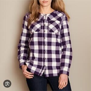 Duluth Free Swingin Flannel Tunic 2XL Buffalo Plaid Purple Cabincore Relaxed